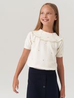 Джемпер в школу для девочки AT977 молочный-золото