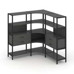 Shelf System Трехсекционный угловой стеллаж четырехярусный с ящиками SN.STMU-431 Антрацит/Металл Чер