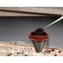 Дриппер воронка пуровер портативный на 1-2 чашки 200 мл набор фильтр для кофе + 2 чашки стекло/нерж.