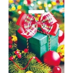 Пакет ПЭ с вырубной ручкой 31см(Зеленый подарок) НГ, Глянцевый (комплект 50 шт)