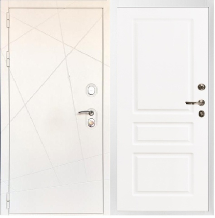 Входная металлическая дверь Лекс New Line Соната Шагрень белая / №94 Софт белый снег (матовый,без текстуры)