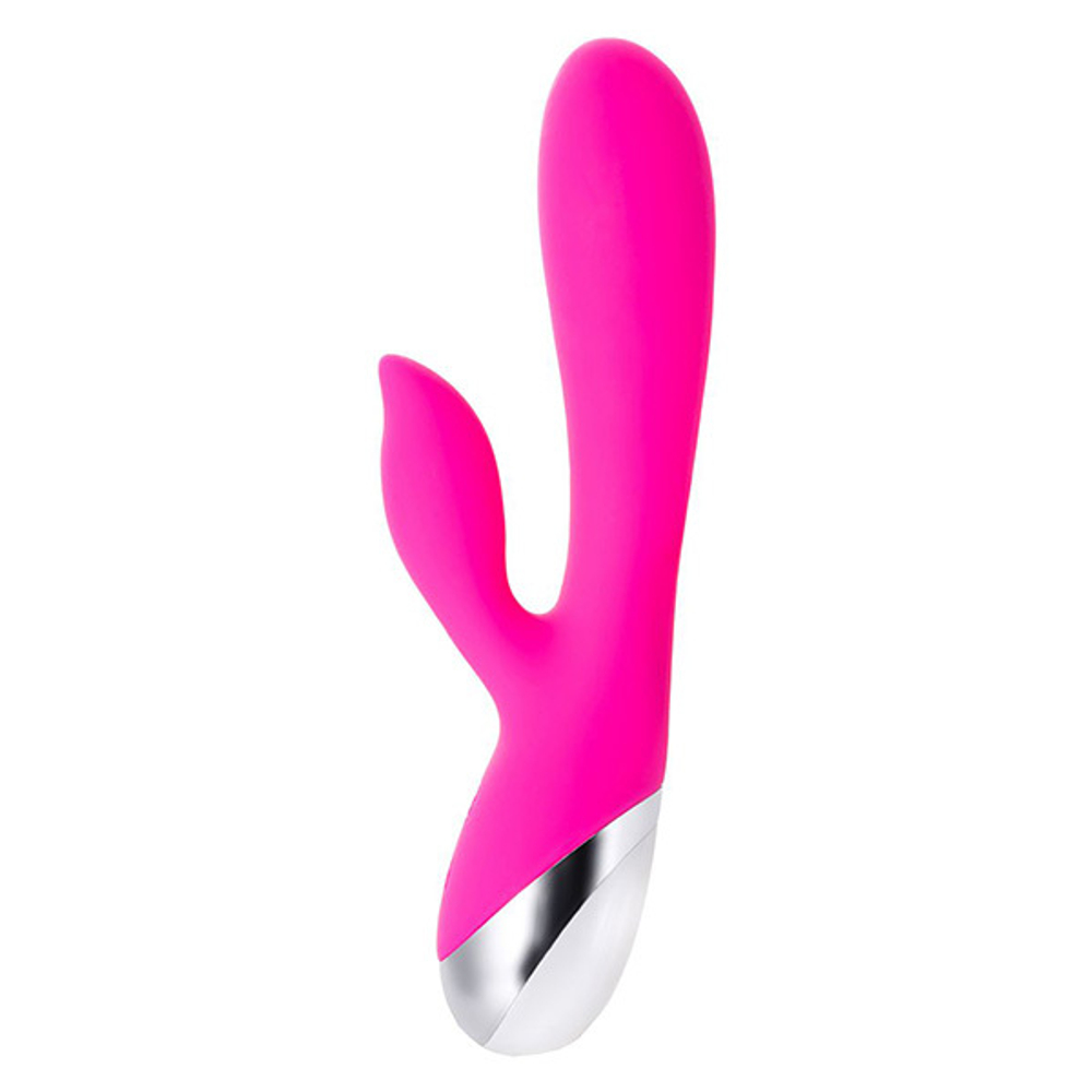 Розовый силиконовый вибратор 19см с клиторальным стимулятором ToyFa Lia L'roina 561007