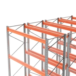 Стеллаж двойной глубины 6000х2700х1100 мм. Уровни хранения: пол+4 (3000 кг на ярус)