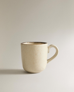Zara Home чашка из каменной керамики, цвет бежевый, 6.6 см