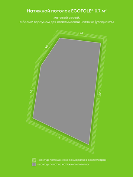 Матовый натяжной потолок 0.7 м2