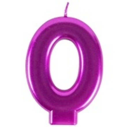 Свеча -цифра "0" Ярко-розовая 8см/G