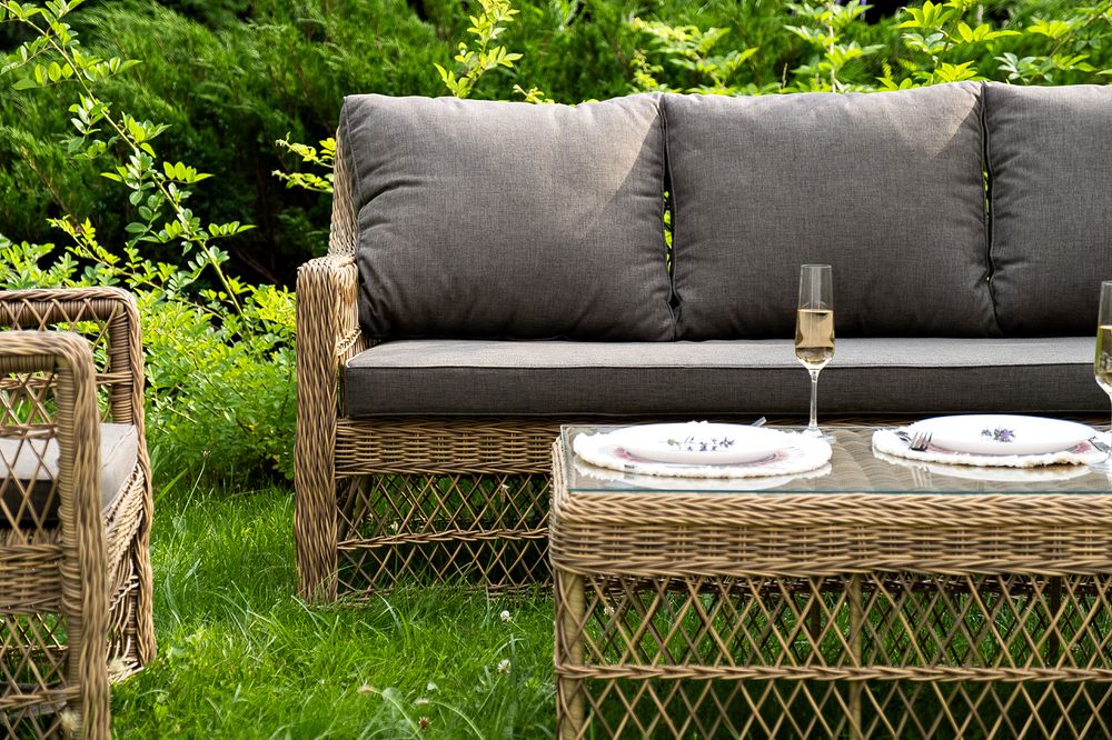 "Гранд Латте" лаунж-зона из искусственного ротанга, цвет соломенный