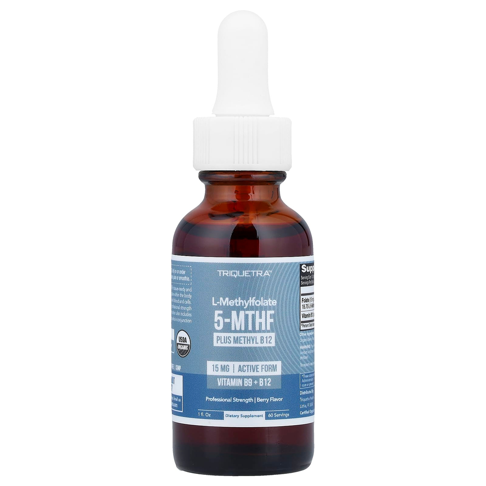 Triquetra Health, L-метилфолат 5-МТГФ с метилкобаламин12, ягодный вкус, 30 мл (1 жидк. унция)