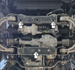 Защита картера двигателя, Переднего дифференциала. 5 мм, Алюминий. для Dodge Ram 1500 2024-н.в., Motodor.32916