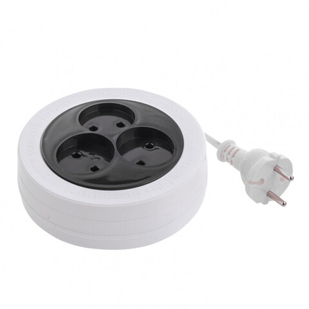 Удлинитель электрический бытовой рулетка, 1.7 м, 3 розетки, 6 А, тип УХ-6 Сибртех