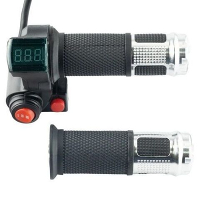 Ручка газа с вольтметром и кнопками серебряная (кабель 1,7м) для электросамокатов электровелосипедов