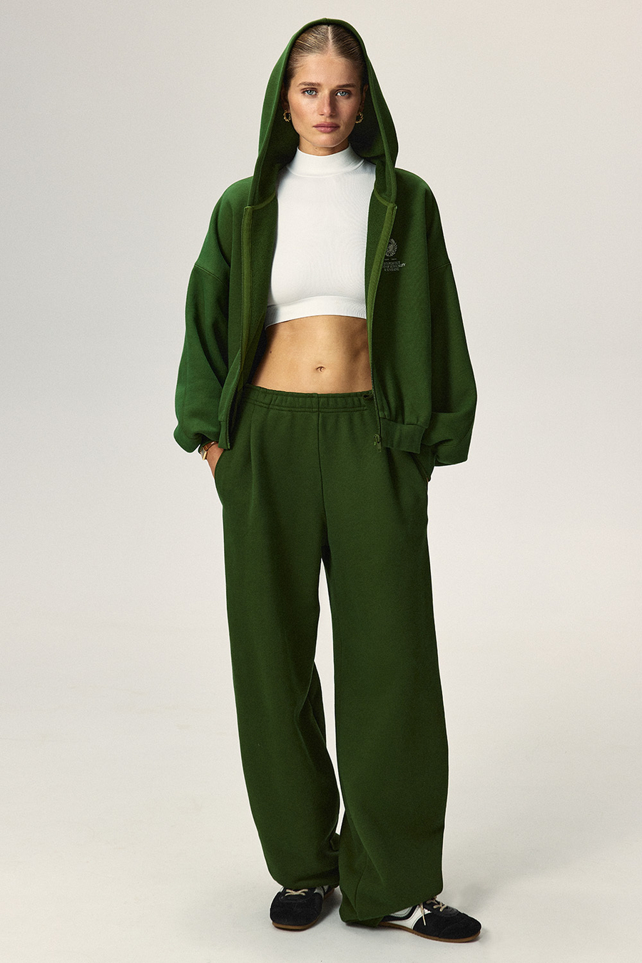 Толстовка на молнии с принтом Тёмно-зелёный