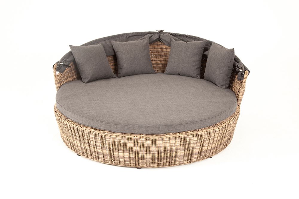 "Стильяно" плетеная кровать круглая, цвет соломенный