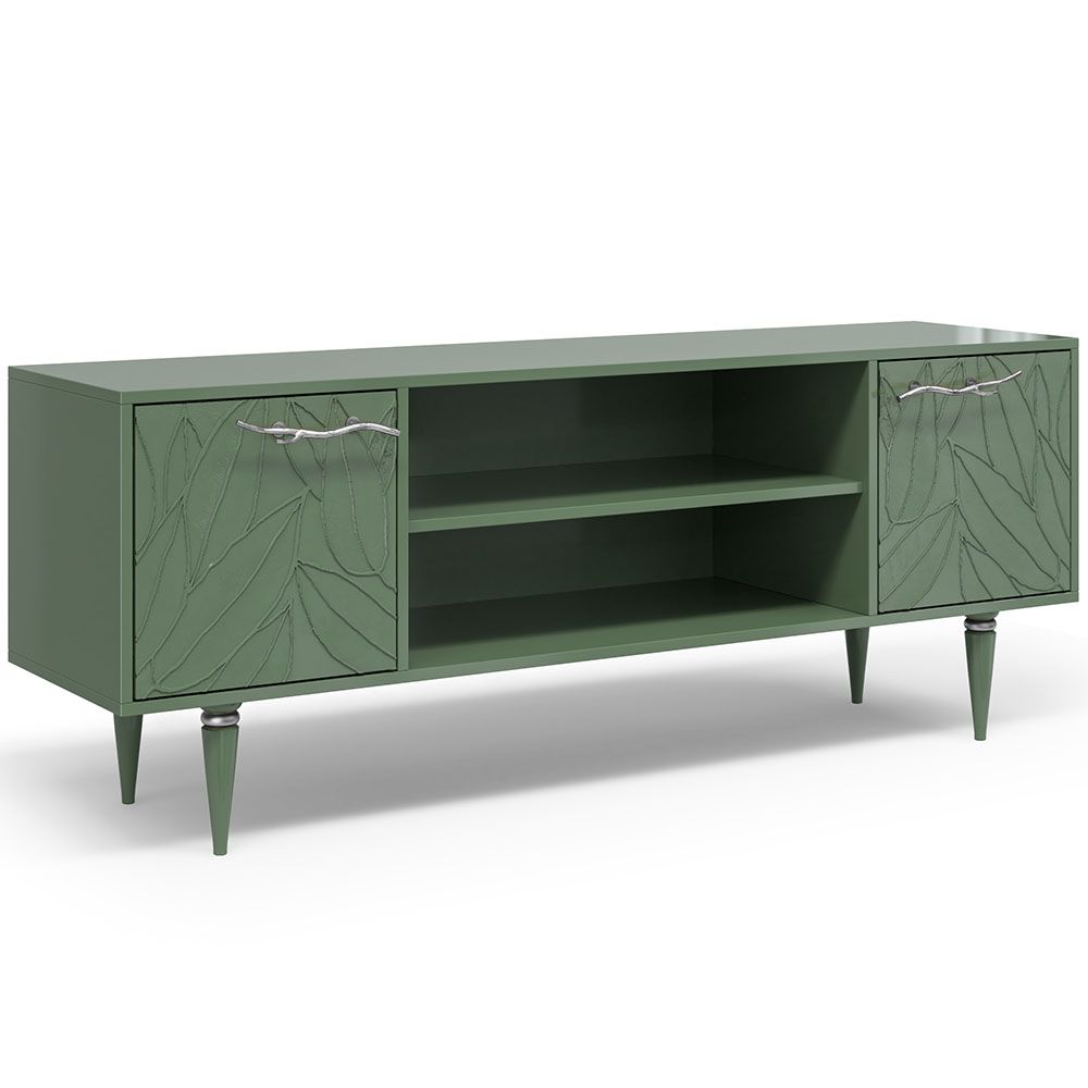 Тумба под ТВ Арт Колор leaves 155см Классик Сильвер Зеленый нефрит