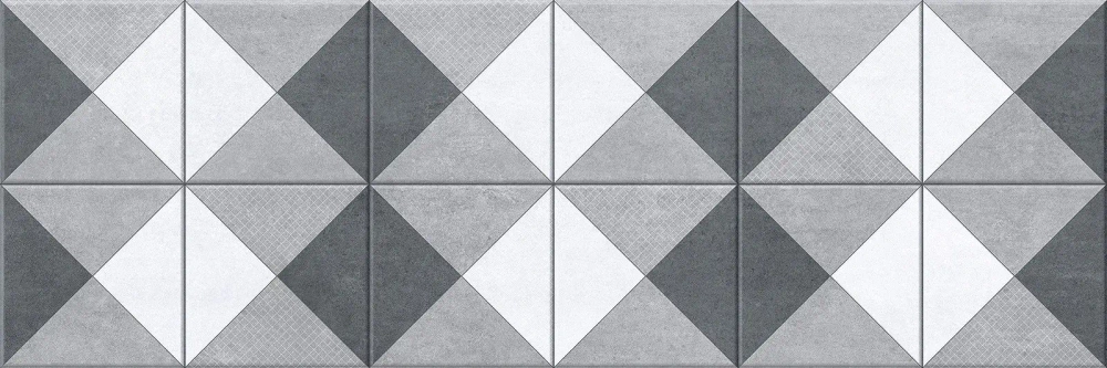 Настенная плитка Alma Ceramica TWU93ORG27R Origami 30x90 серая / белая матовая под мозаику с орнаментом