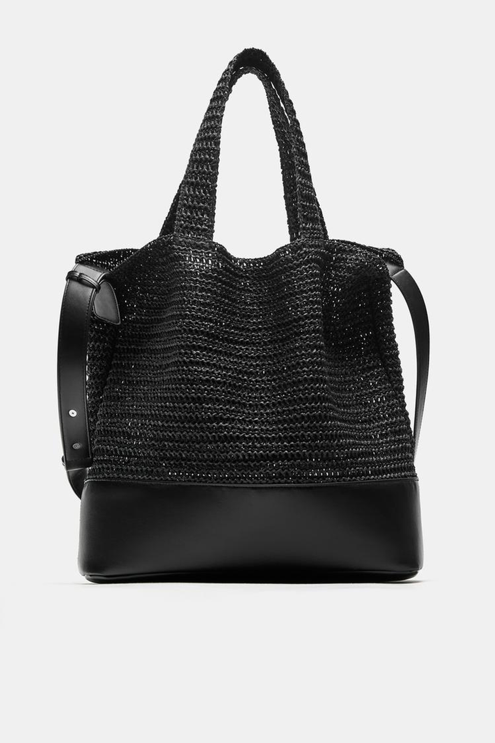 PULL&BEAR Плетеная сумка-шоппер, черный