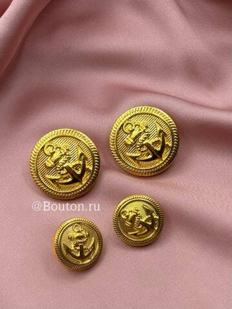 Пуговицы с якорем золотистые пластиковые