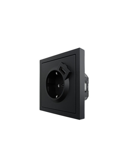 Розетка 1-мест. с/з+USB разъем СП ZIMA IP20 черн. бархат LEZARD 704-4288-181