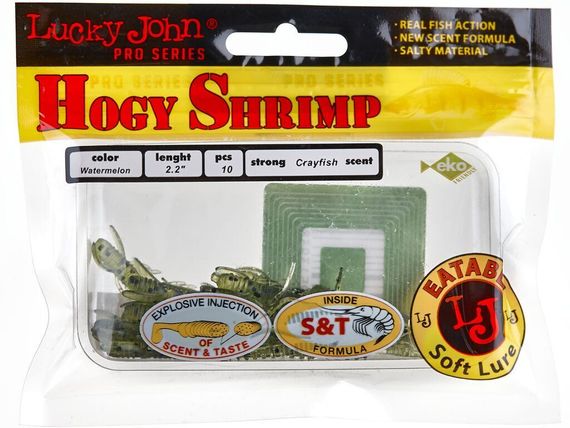Виброхвосты съедобные LJ Pro Series HOGY SHRIMP 2,2in (5,6 см), цв. PA01, 10 шт.