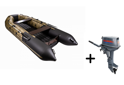 Таймень NX 3800 НДНД PRO камуфляж камыш/черный + KAMISU T 9.8 BMS (комплект лодка + мотор)