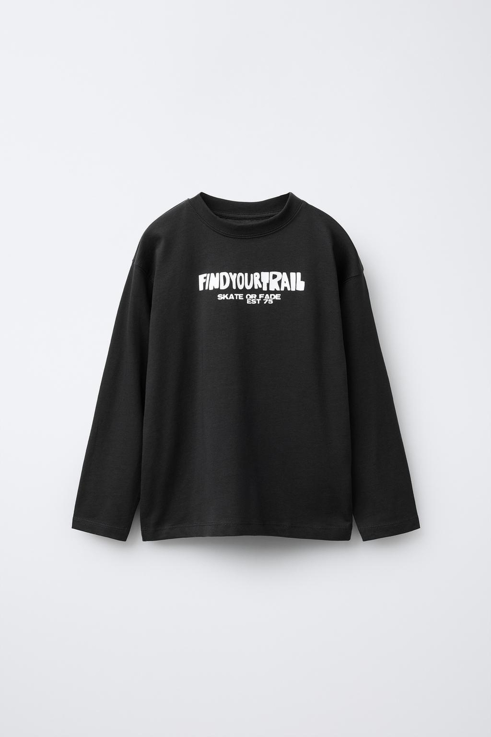 ZARA ФУТБОЛКА С ПРИНТОМ ТЕКСТА, ТЕМНЫЙ АНТРАЦИТ