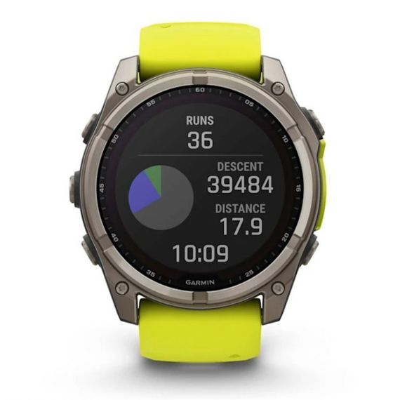 Garmin Fenix 8 51 мм Solar Titanium – жёлто-серый ремешок, сапфировое стекло