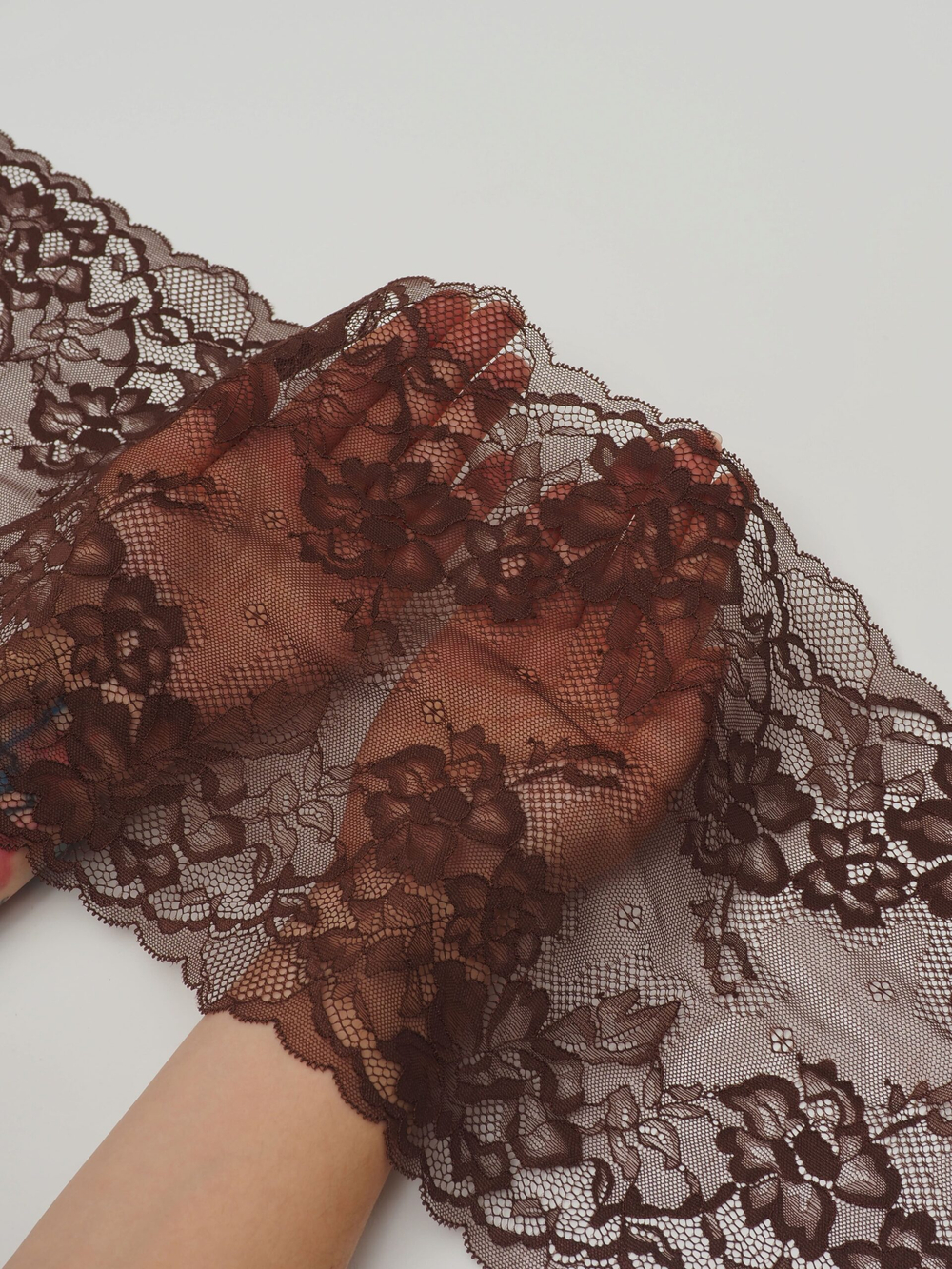Эластичное кружево шоколад ширина 23 см