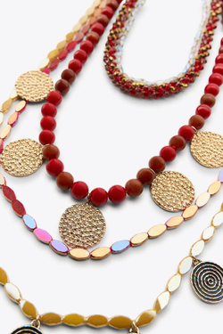 ZARA НАБОР ОЖЕРЕЛИЙ С БУСИНАМИ, РАЗНОЦВЕТНЫЙ