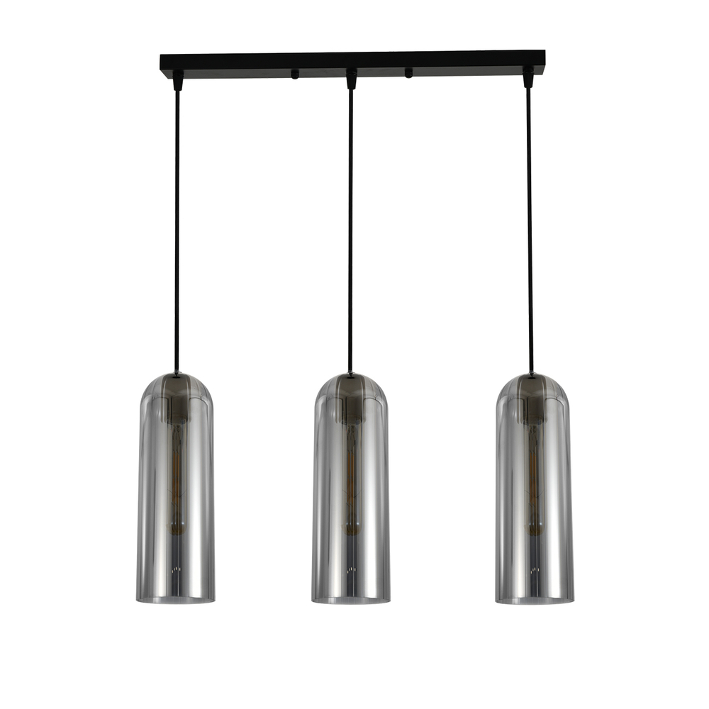 Подвесной светильник 3x40Вт E27, металл/стекло, дымчатый