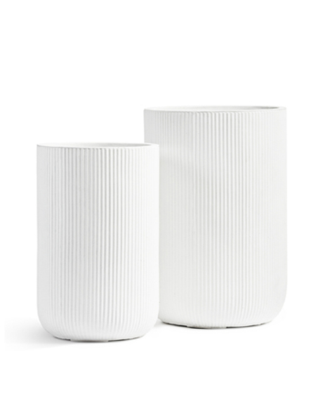 Кашпо TREEZ ERGO - серия Jet - Высокий цилиндр - Белый камень