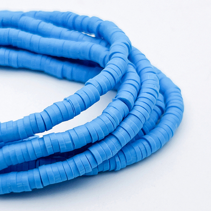 Бусина-диск, цвет голубой яркий, размер 4 мм, цена за нить 40 см