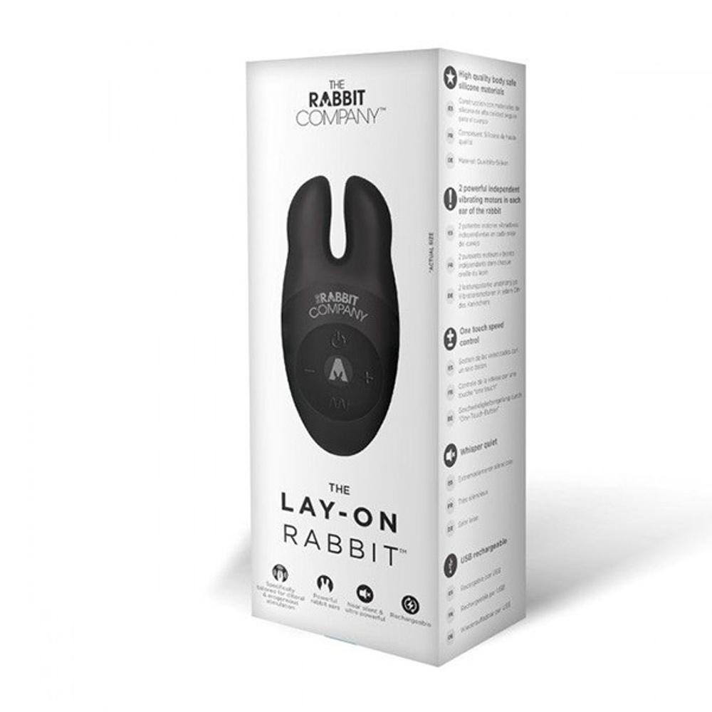 Черный вибростимулятор с ушками The Rabbit Company Lay-on Rabbit TRC-007BLK