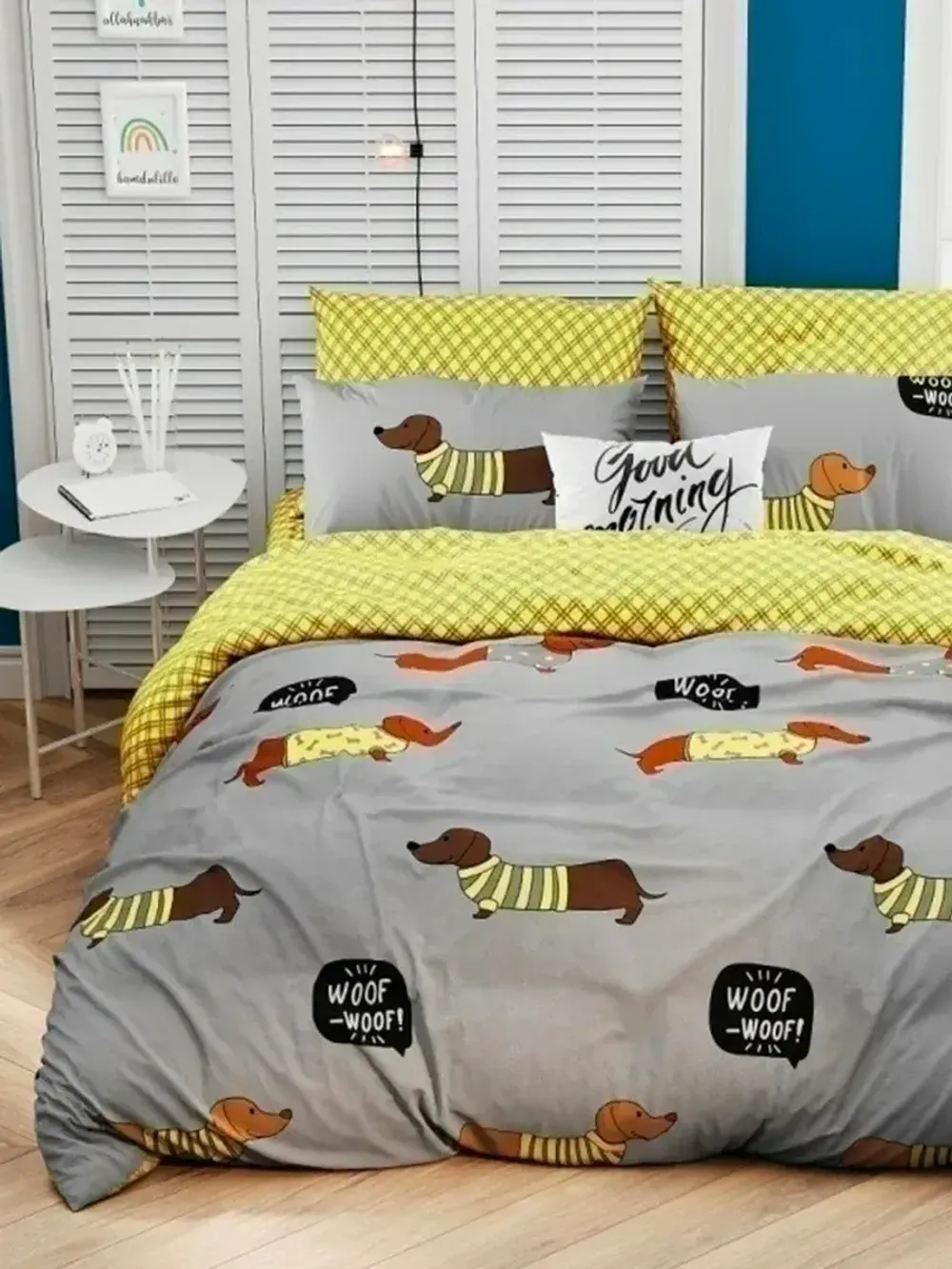 Простынь на резинке поплин Сказка "Таксик" 90x200 см