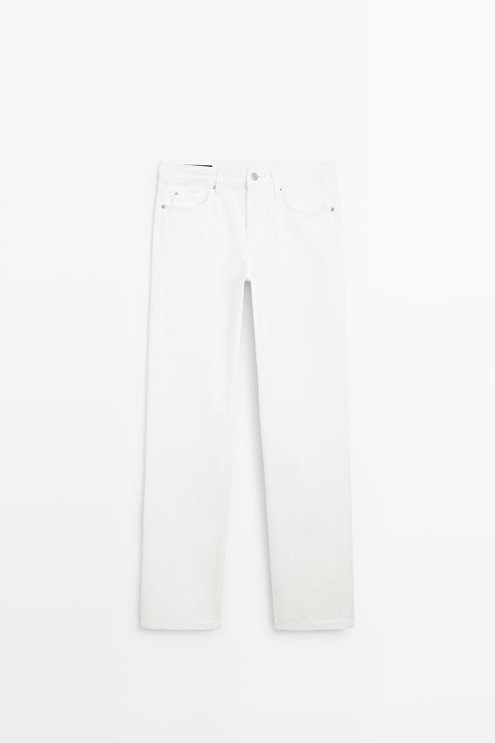 Massimo Dutti Джинсы прямого кроя с низкой посадкой, экрю