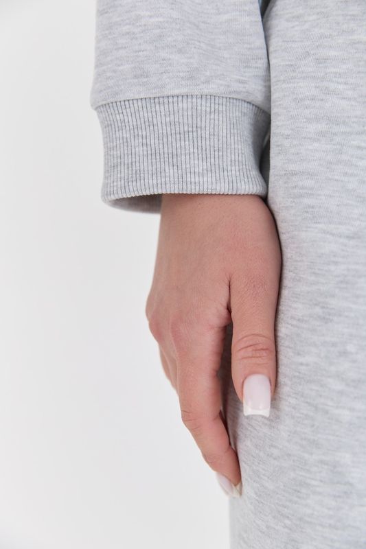 Свитшот из футера с V-образным вырезом, серый