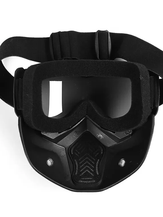 Очки-маска для езды на мототехнике, разборные, стекло с затемнением, черные