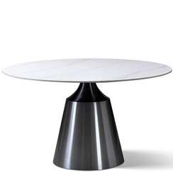 Стол Yoda Ø135 см, белая керамика, черная ножка