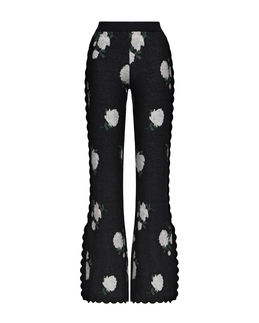 Lana-Quincy, вязаный комплект с брюками из черного хлопка с цветочным принтом