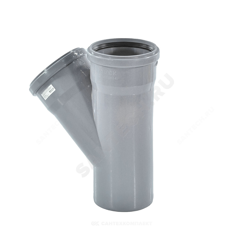 Тройник PP-H серый BASE Дн 40х40х45гр б/нап в/к VALFEX 22040040