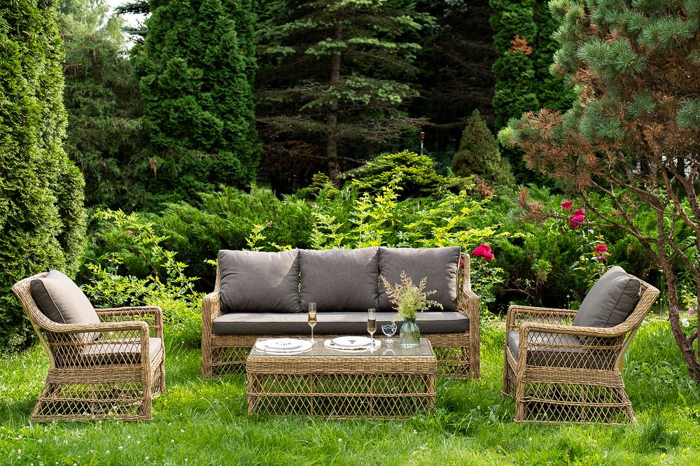 "Гранд Латте" лаунж-зона из искусственного ротанга, цвет соломенный