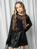 Юбка для девочки черная блестящая