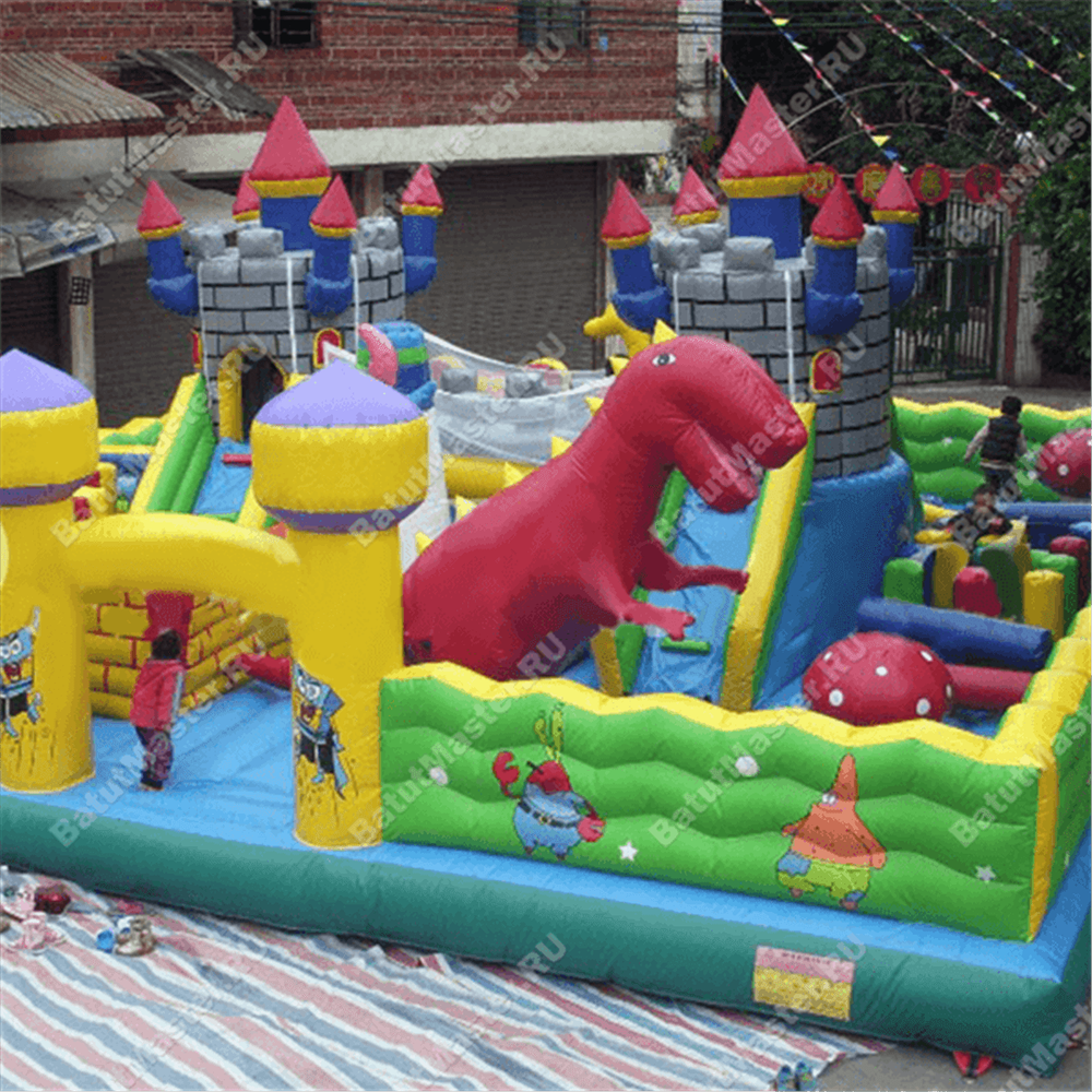 Большой надувной батут "Средневековье" 20*20*5 м