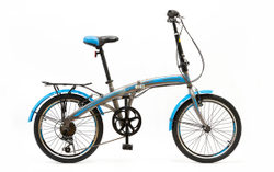 Велосипед 20 HOGGER FLEX V, сталь, складной, 7-скор., серо-голубой