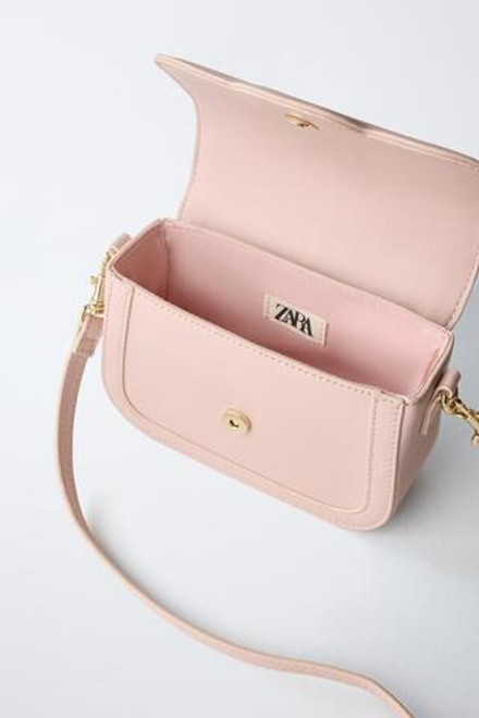 ZARA СУМКА-БАНДОЛЬЕР, РОЗОВАТЫЙ