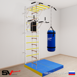Шведская стенка Sv Sport усиленная 6427 (Турник рукоход/Брусья/Лестница/Цепь/Мешок 30кг/Мат 1м)