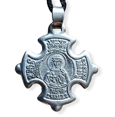 Нательный крест с иконой святой Вероники (Веринеи) с серебрением