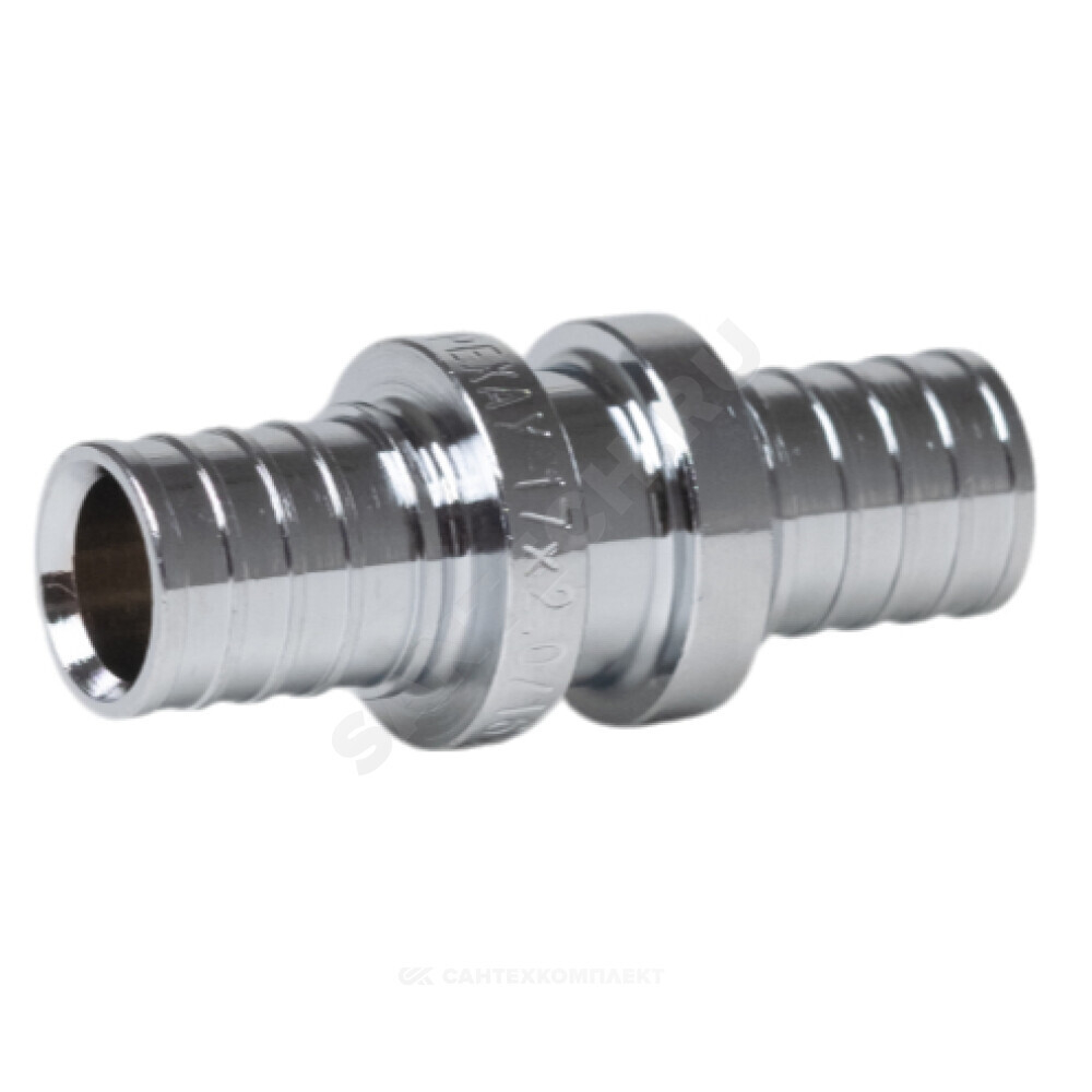 Муфта для PE-X труб аксиальная латунь хром Дн 20 THERM S Рехау 12503173002