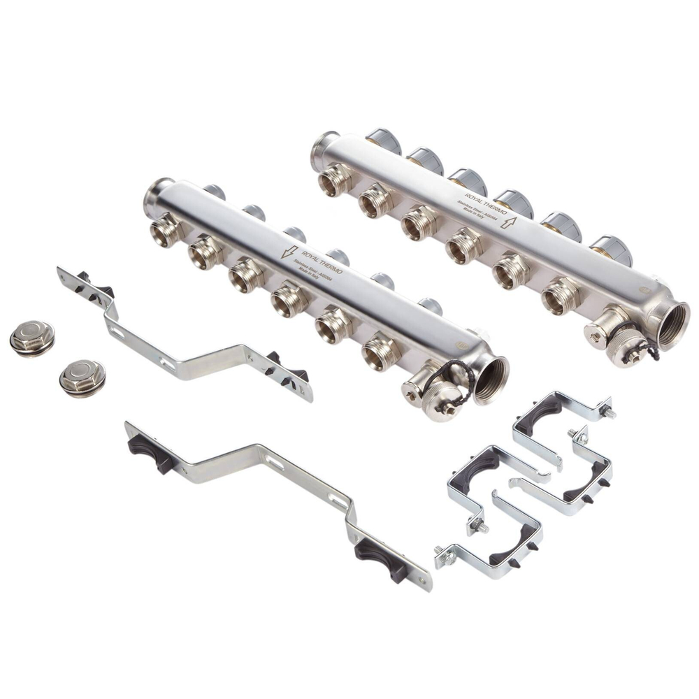 Коллектор нерж. в сборе универсальный 1quot; ВР-3/4quot; НР, 6 выходов