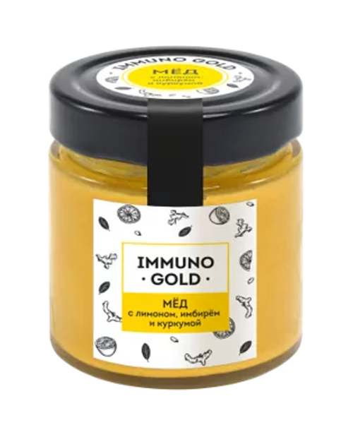 Мед ImmunoGold c куркумой, имбирем и лимоном / Cedar Immuno / 200 г / Сибирский кедр
