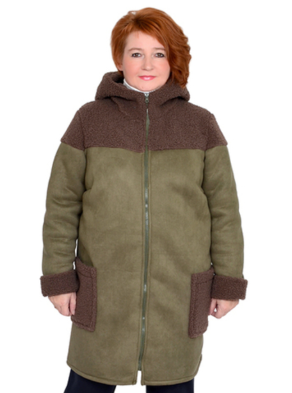 Жакет из искусственной замши, коричневый